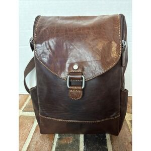 Jack Georges Voyager Leather Convertible Backpack Crossbody Bag Brown Unisex(T29